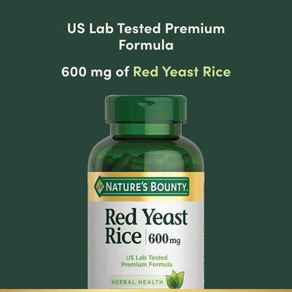 Nature's Bounty Rote Hefe-Reis Kapseln, 600 mg, 120 Kapseln - Nahrungsergänzungsmittel