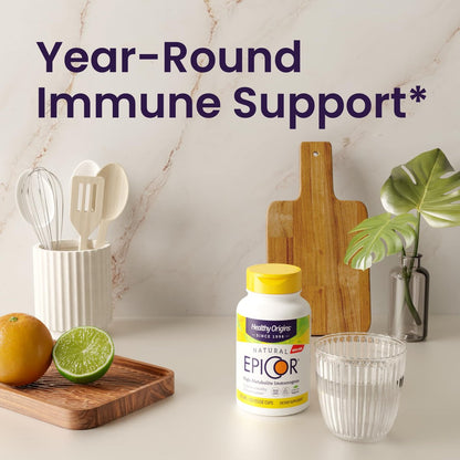 Healthy Origins EpiCor 500 mg – 60 vegane Kapseln mit klinisch erforschtem Hefefermentat zur Unterstützung des Immunsystems, saisonalem Wohlbefinden und gesunder Atemwege – 2-Monats-Vorrat