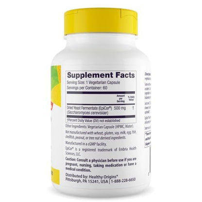 Healthy Origins EpiCor 500 mg – 60 vegane Kapseln mit klinisch erforschtem Hefefermentat zur Unterstützung des Immunsystems, saisonalem Wohlbefinden und gesunder Atemwege – 2-Monats-Vorrat