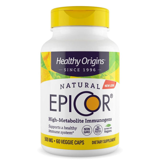 Healthy Origins EpiCor 500 mg – 60 vegane Kapseln mit klinisch erforschtem Hefefermentat zur Unterstützung des Immunsystems, saisonalem Wohlbefinden und gesunder Atemwege – 2-Monats-Vorrat
