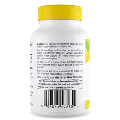 Healthy Origins EpiCor 500 mg – 60 vegane Kapseln mit klinisch erforschtem Hefefermentat zur Unterstützung des Immunsystems, saisonalem Wohlbefinden und gesunder Atemwege – 2-Monats-Vorrat