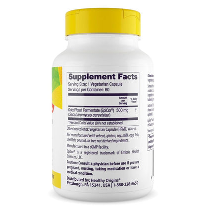 Healthy Origins EpiCor 500 mg – 60 vegane Kapseln mit klinisch erforschtem Hefefermentat zur Unterstützung des Immunsystems, saisonalem Wohlbefinden und gesunder Atemwege – 2-Monats-Vorrat