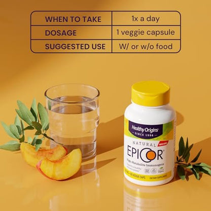 Healthy Origins EpiCor 500 mg – 60 vegane Kapseln mit klinisch erforschtem Hefefermentat zur Unterstützung des Immunsystems, saisonalem Wohlbefinden und gesunder Atemwege – 2-Monats-Vorrat