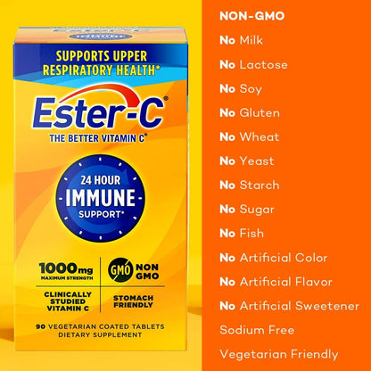 Ester-C Vitamin C 1.000 mg – 90 beschichtete Tabletten, hochdosiert & magenschonend