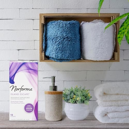 Norforms Feminine Deodorant Suppositorien, Sanfter pH-ausgeglichener Vaginalgeruchskontrolle, Island Escape Duft, 12 Stück, Packung mit 3