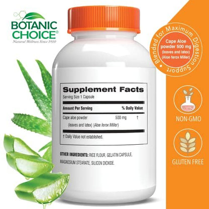 Aloe Vera Blatt & Latex – 500 mg, 90 Kapseln | Unterstützt Verdauung, Leber & Magen | Glutenfrei, Non-GMO