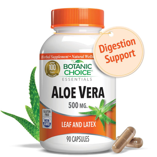 Aloe Vera Blatt & Latex – 500 mg, 90 Kapseln | Unterstützt Verdauung, Leber & Magen | Glutenfrei, Non-GMO