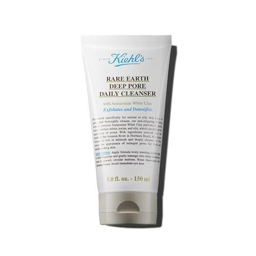 Kiehl's Rare Earth Deep Pore Daily Cleanser – Sanftes Reinigungsgel mit Peeling für fettige Haut, entgiftet & peelt, verfeinert die Poren, mit Amazonas-Weißem Ton, duftstofffrei – 150 ml