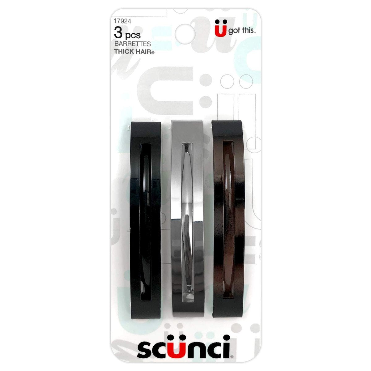 Scunci Offene Haarklammern für dickes Haar – Metall – 3 Stück (1 Packung)
