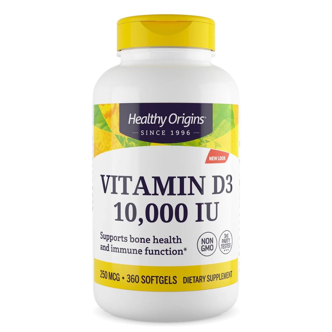 Healthy Origins Vitamin D3 10.000 IE (250 mcg) – 360 flüssige Softgels – Hochpotentes Sonnenvitamin – Unterstützt starke Knochen, gesunde Zähne und Immunsystem