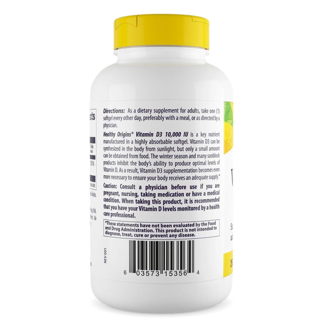 Healthy Origins Vitamin D3 10.000 IE (250 mcg) – 360 flüssige Softgels – Hochpotentes Sonnenvitamin – Unterstützt starke Knochen, gesunde Zähne und Immunsystem