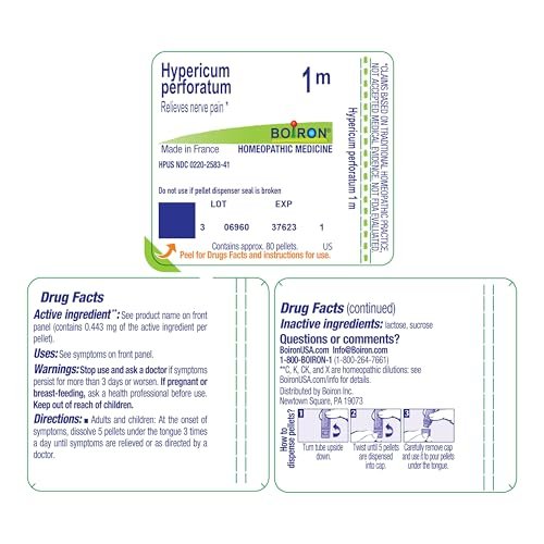 Boiron Hypericum Perforatum 1M Homöopathisches Arzneimittel bei Nervenschmerzen – 80 Kügelchen