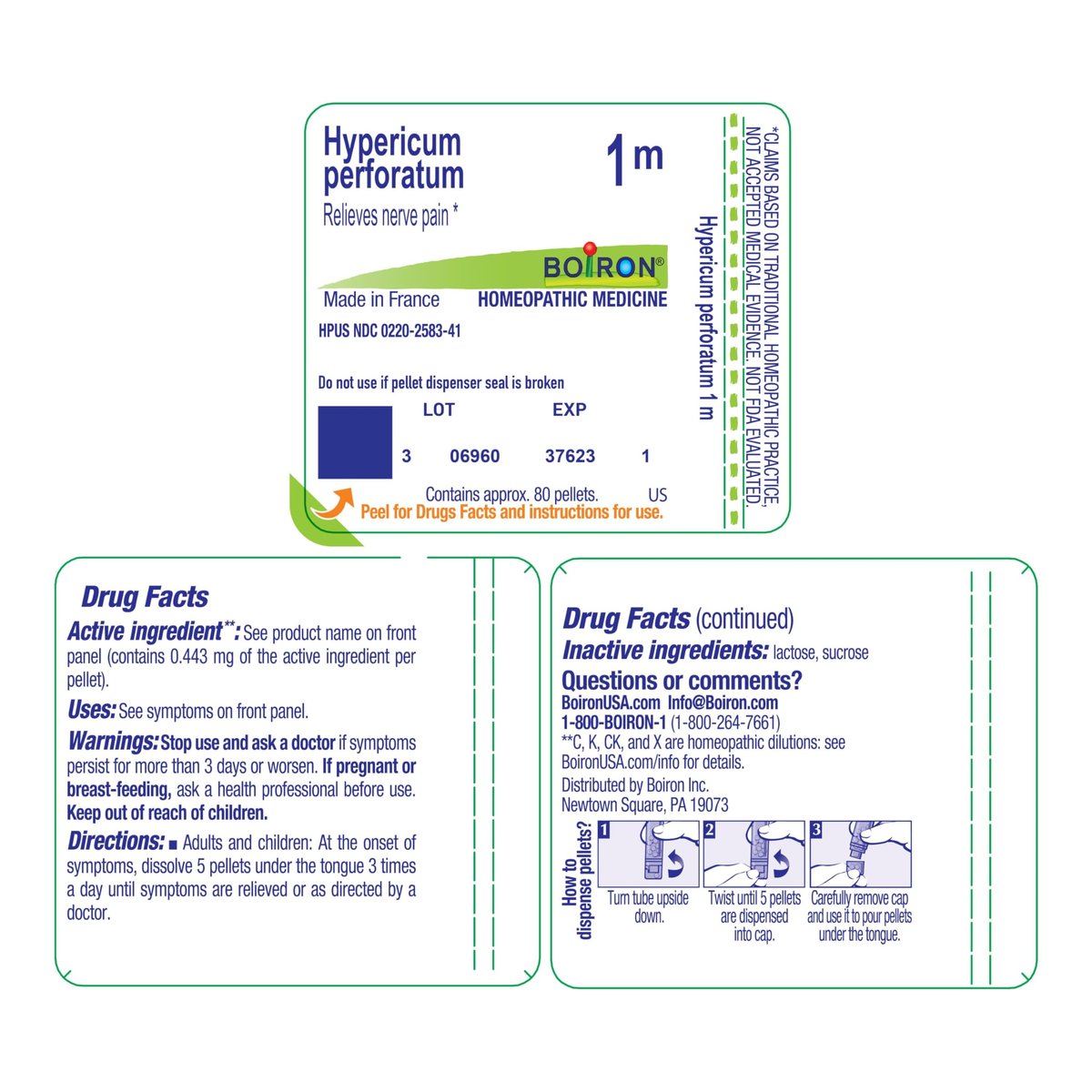 Boiron Hypericum Perforatum 1M Homöopathisches Arzneimittel bei Nervenschmerzen – 80 Kügelchen
