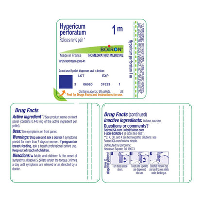 Boiron Hypericum Perforatum 1M Homöopathisches Arzneimittel bei Nervenschmerzen – 80 Kügelchen