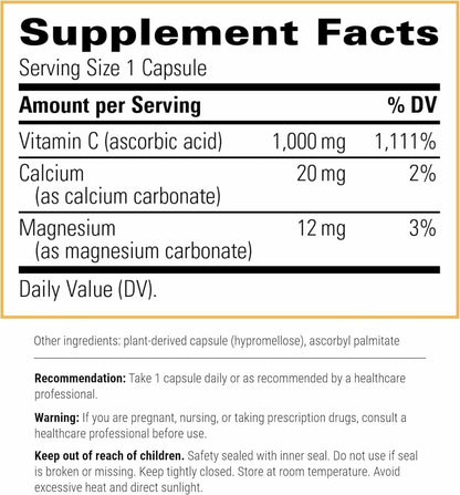 Integrative Therapeutics Gepufferte Vitamin C 1.000 mg – Tägliche Immununterstützung mit Magnesium & Calcium – Antioxidans für gesunde Haut & Bindegewebe – 60 vegane Kapseln