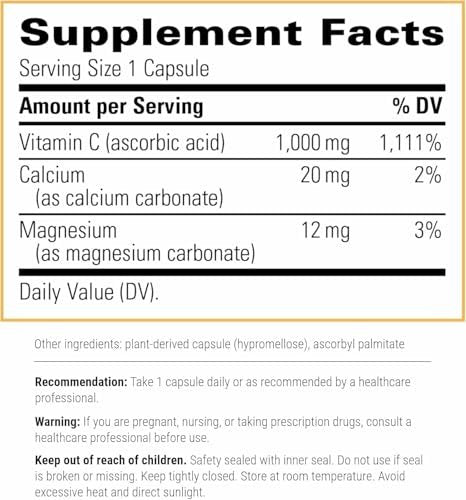 Integrative Therapeutics Gepufferte Vitamin C 1.000 mg – Tägliche Immununterstützung mit Magnesium & Calcium – Antioxidans für gesunde Haut & Bindegewebe – 60 vegane Kapseln