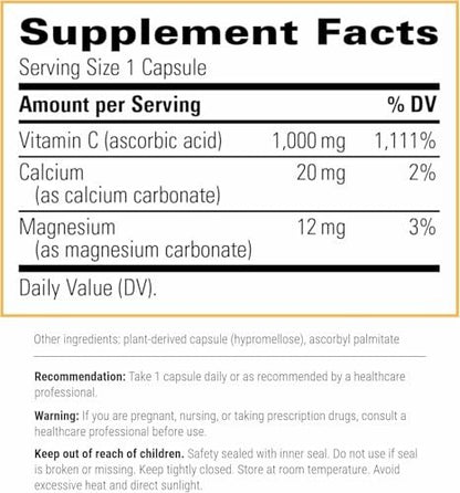 Integrative Therapeutics Gepufferte Vitamin C 1.000 mg – Tägliche Immununterstützung mit Magnesium & Calcium – Antioxidans für gesunde Haut & Bindegewebe – 60 vegane Kapseln