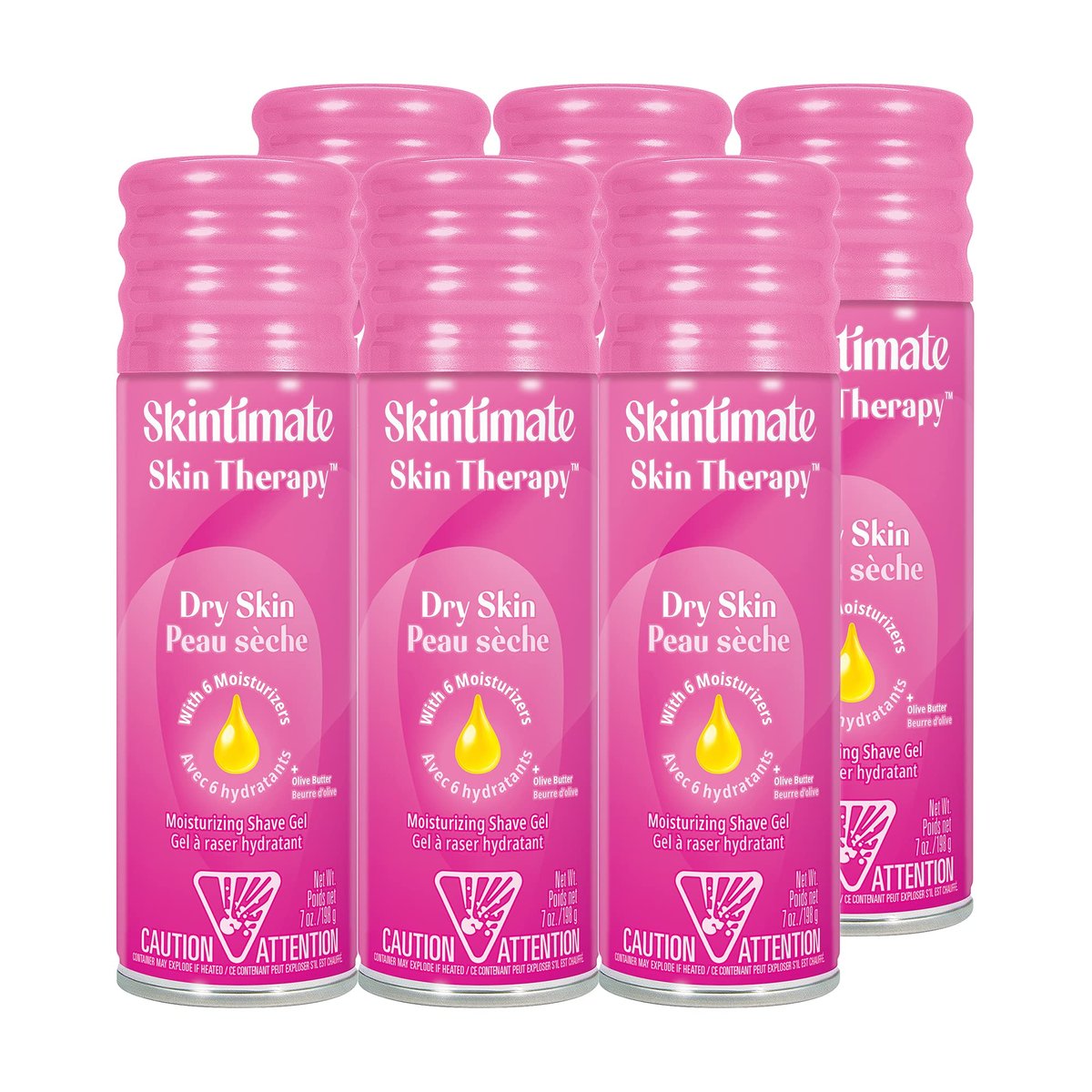 Skintimate Skin Therapy Trockene Haut Rasiergel für Frauen, 6er-Pack | Rasiercreme für Frauen, Rasierschaum, Rasiergel, 7 oz pro Dose