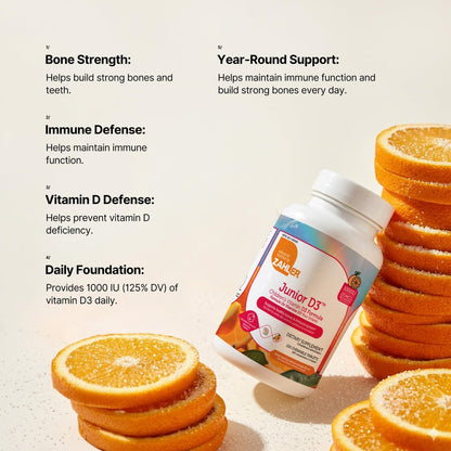 Zahler Junior D3 – Vitamin D3 für Kinder – Immunsystem & Knochengesundheit – 120 Kautabletten, Orangen-Geschmack, Koscher, Glutenfrei & Laktosefrei