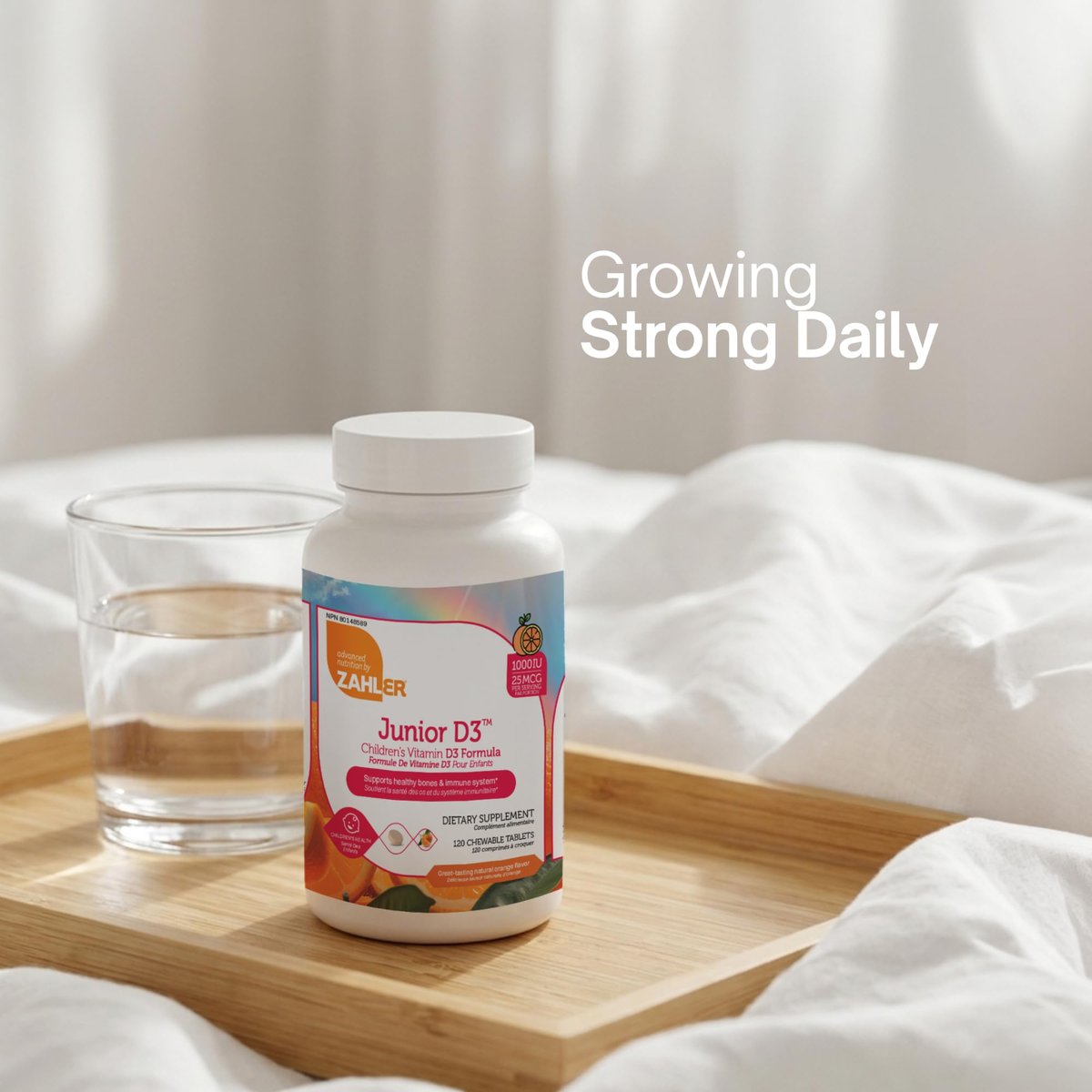 Zahler Junior D3 – Vitamin D3 für Kinder – Immunsystem & Knochengesundheit – 120 Kautabletten, Orangen-Geschmack, Koscher, Glutenfrei & Laktosefrei