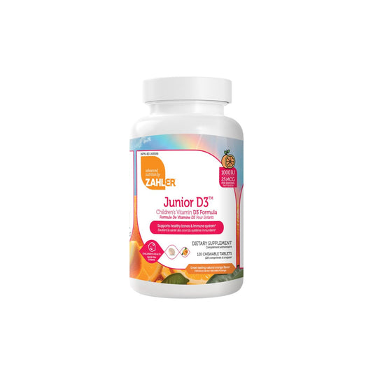 Zahler Junior D3 – Vitamin D3 für Kinder – Immunsystem & Knochengesundheit – 120 Kautabletten, Orangen-Geschmack, Koscher, Glutenfrei & Laktosefrei