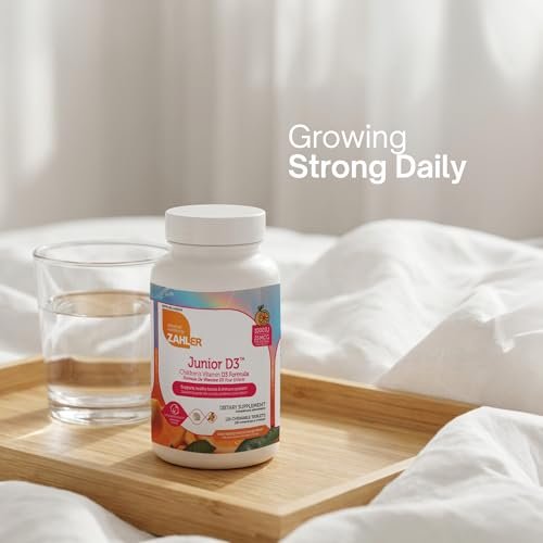 Zahler Junior D3 – Vitamin D3 für Kinder – Immunsystem & Knochengesundheit – 120 Kautabletten, Orangen-Geschmack, Koscher, Glutenfrei & Laktosefrei