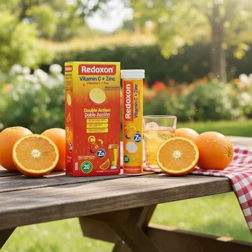 Redoxon Vitamin C + Zink Brausetabletten – Immunsystem stärken mit Orangen-Geschmack, 20 Stück