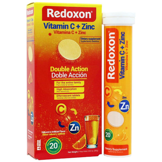 Redoxon Vitamin C + Zink Brausetabletten – Immunsystem stärken mit Orangen-Geschmack, 20 Stück