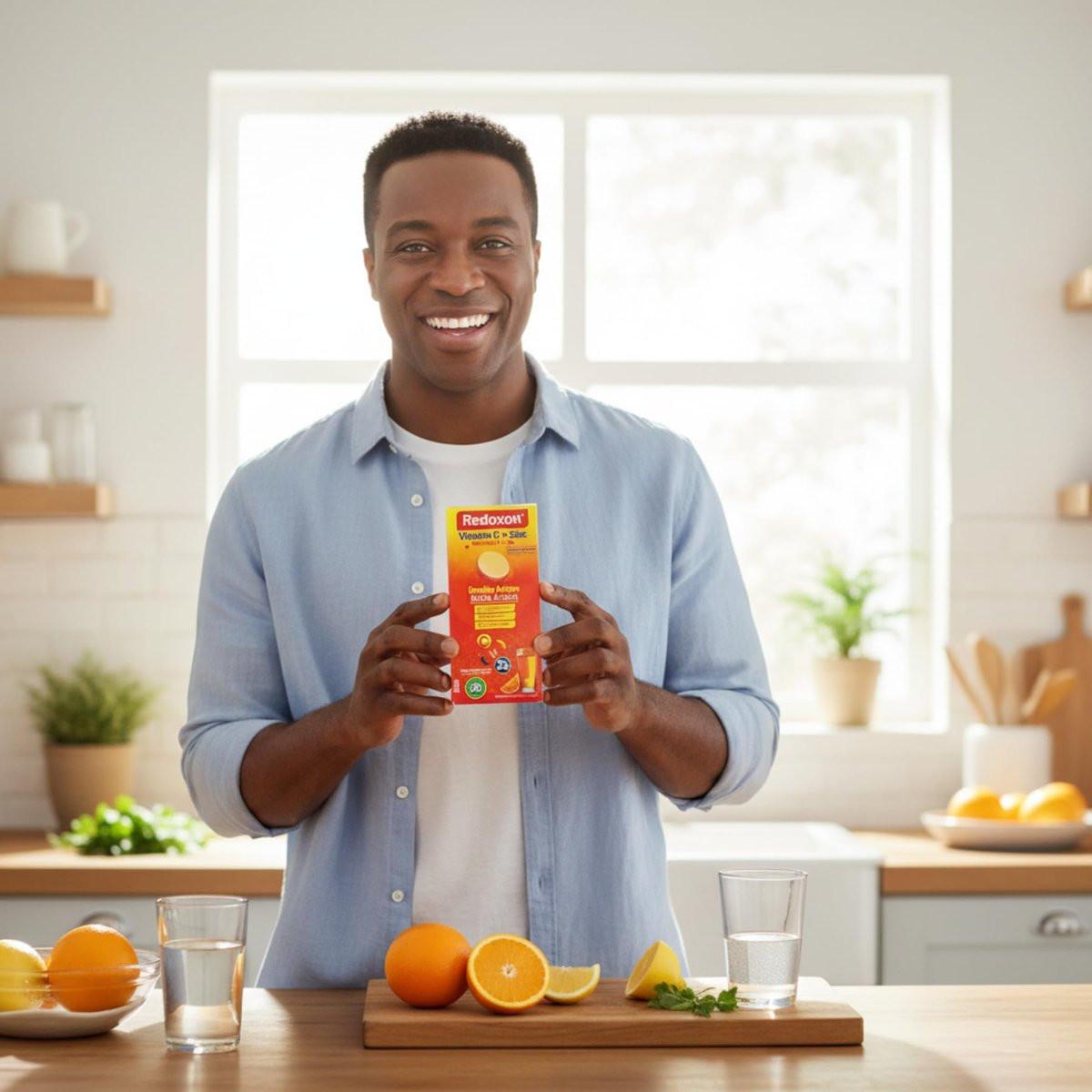 Redoxon Vitamin C + Zink Brausetabletten – Immunsystem stärken mit Orangen-Geschmack, 20 Stück