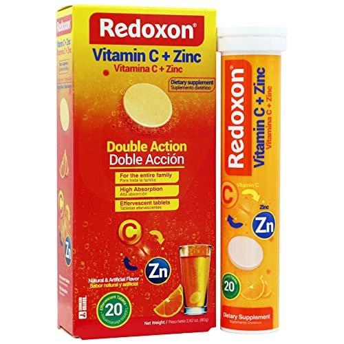 Redoxon Vitamin C + Zink Brausetabletten – Immunsystem stärken mit Orangen-Geschmack, 20 Stück
