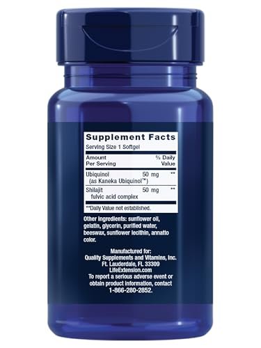 Life Extension Super Ubiquinol CoQ10 50 mg – Unterstützung der Mitochondrienfunktion für Herz und Energie, 30 Weichkapseln