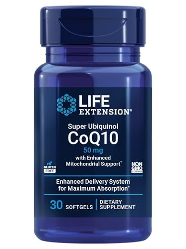 Life Extension Super Ubiquinol CoQ10 50 mg – Unterstützung der Mitochondrienfunktion für Herz und Energie, 30 Weichkapseln