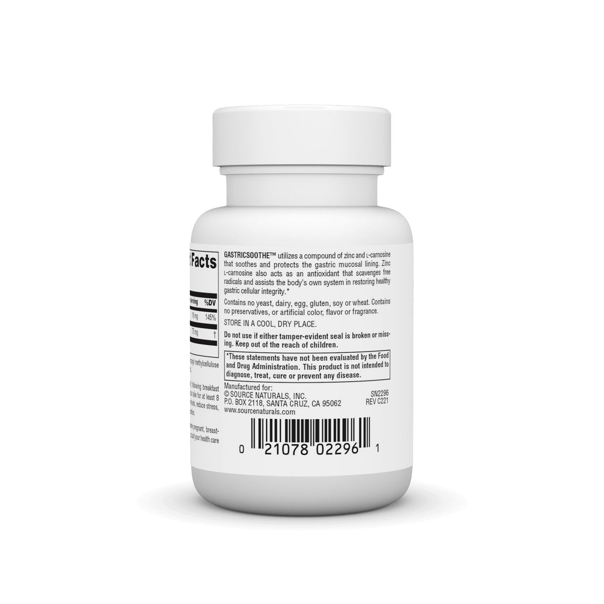 Source Naturals GastricSoothe Zink L-Carnosin – 60 vegane Kapseln zur Magenberuhigung