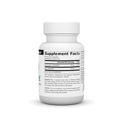 Source Naturals GastricSoothe Zink L-Carnosin – 60 vegane Kapseln zur Magenberuhigung