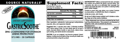 Source Naturals GastricSoothe Zink-L-Carnosin* – 30 vegane Kapseln zur Magenberuhigung