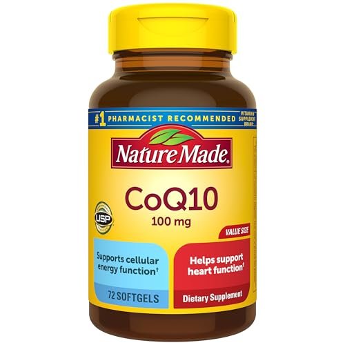Nature Made CoQ10 100 mg – Nahrungsergänzungsmittel für die Herzgesundheit, 72 Weichkapseln, 72-Tage-Vorrat