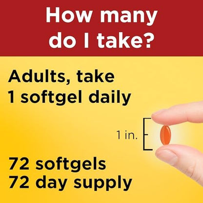 Nature Made CoQ10 100 mg – Nahrungsergänzungsmittel für die Herzgesundheit, 72 Weichkapseln, 72-Tage-Vorrat