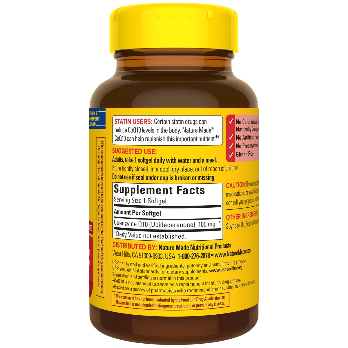Nature Made CoQ10 100 mg – Nahrungsergänzungsmittel für die Herzgesundheit, 72 Weichkapseln, 72-Tage-Vorrat