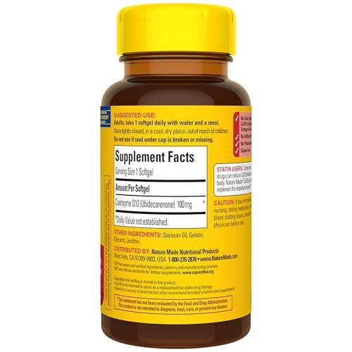 Nature Made CoQ10 100 mg, 40 Weichkapseln – Nahrungsergänzungsmittel für Herz und Energie