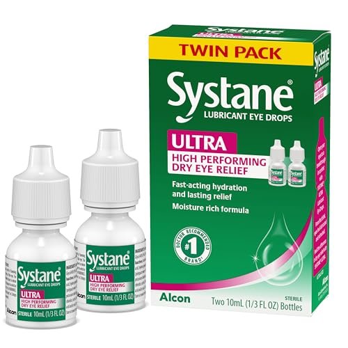 Systane Ultra Befeuchtende Augentropfen, Künstliche Tränen bei Trockenen Augen, Doppelpack, 2x10 ml