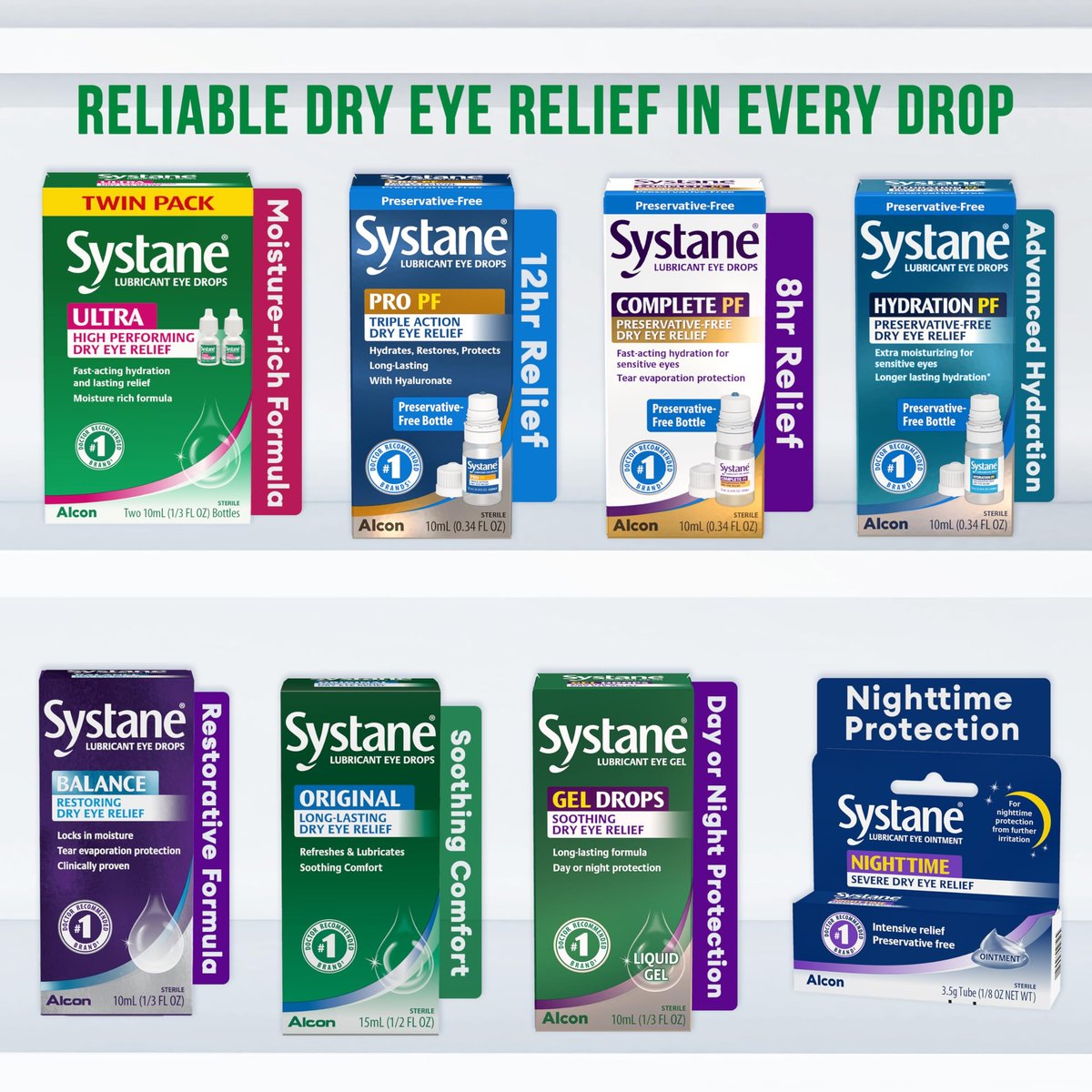 Systane Ultra Befeuchtende Augentropfen, Künstliche Tränen bei Trockenen Augen, Doppelpack, 2x10 ml