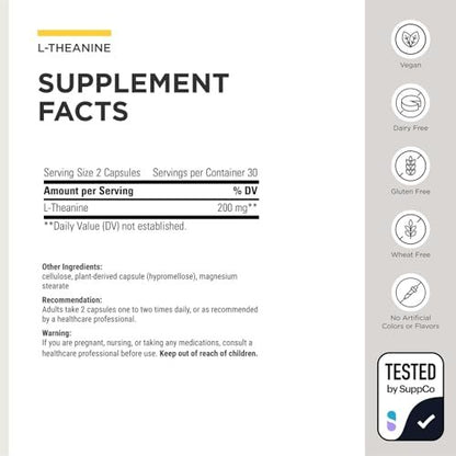 Integrative Therapeutics L-Theanin - Aminosäure zur Unterstützung von Stressabbau und Entspannung* - Vegan, Glutenfrei & Laktosefrei - Drittgeprüft - 60 Kapseln (30 Portionen)