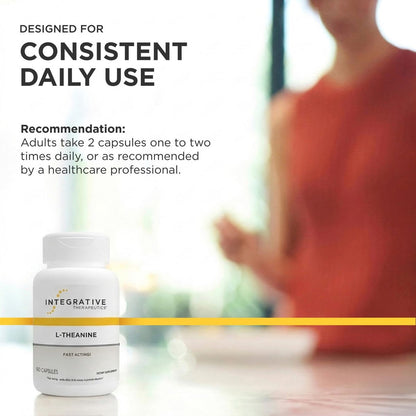 Integrative Therapeutics L-Theanin - Aminosäure zur Unterstützung von Stressabbau und Entspannung* - Vegan, Glutenfrei & Laktosefrei - Drittgeprüft - 60 Kapseln (30 Portionen)
