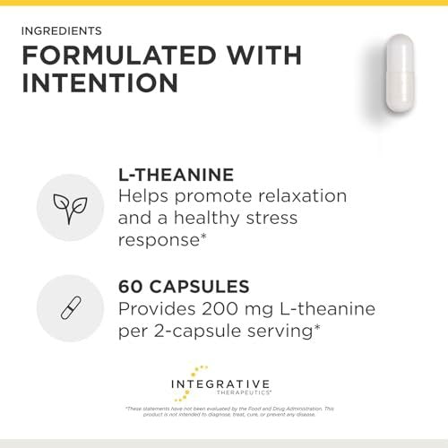 Integrative Therapeutics L-Theanin - Aminosäure zur Unterstützung von Stressabbau und Entspannung* - Vegan, Glutenfrei & Laktosefrei - Drittgeprüft - 60 Kapseln (30 Portionen)