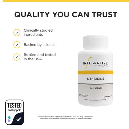 Integrative Therapeutics L-Theanin - Aminosäure zur Unterstützung von Stressabbau und Entspannung* - Vegan, Glutenfrei & Laktosefrei - Drittgeprüft - 60 Kapseln (30 Portionen)