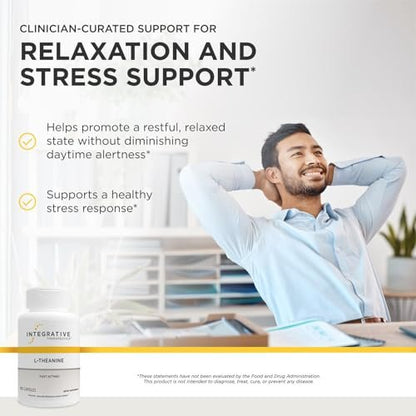 Integrative Therapeutics L-Theanin - Aminosäure zur Unterstützung von Stressabbau und Entspannung* - Vegan, Glutenfrei & Laktosefrei - Drittgeprüft - 60 Kapseln (30 Portionen)