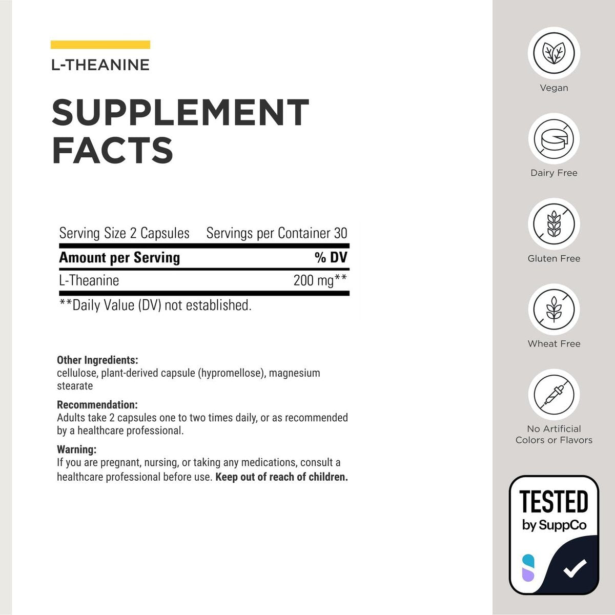 Integrative Therapeutics L-Theanin - Aminosäure zur Unterstützung von Stressabbau und Entspannung* - Vegan, Glutenfrei & Laktosefrei - Drittgeprüft - 60 Kapseln (30 Portionen)