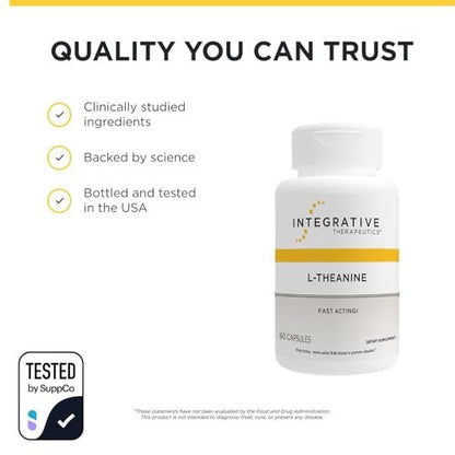 Integrative Therapeutics L-Theanin - Aminosäure zur Unterstützung von Stressabbau und Entspannung* - Vegan, Glutenfrei & Laktosefrei - Drittgeprüft - 60 Kapseln (30 Portionen)