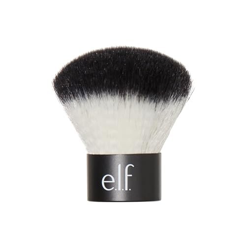 e.l.f. Kabuki Gesichtspinsel – Reisegröße Make-up-Pinsel für präzises und kontrolliertes Auftragen unterwegs, vegan & tierversuchsfrei