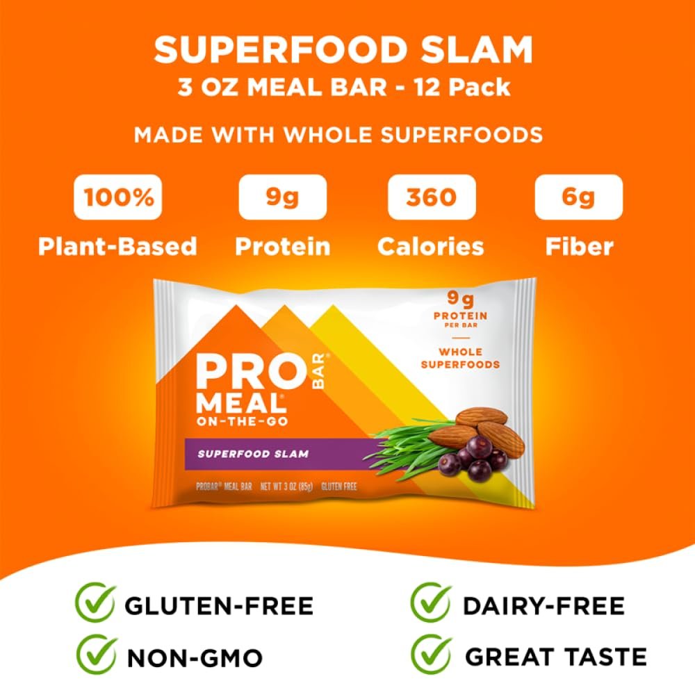 PROBAR MEAL Bar Superfood Slam – 12er-Pack, veganer & glutenfreier Proteinriegel aus pflanzlichen Vollwertzutaten